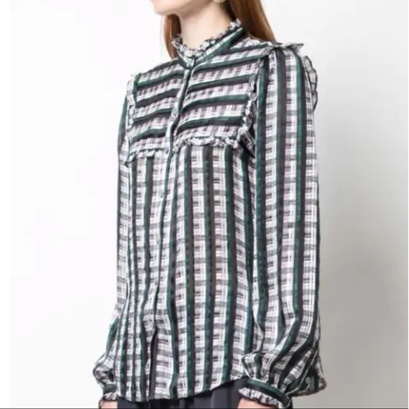 Jason Wu Striped Plaid Ruffle Blouse - Picture 6 of 15